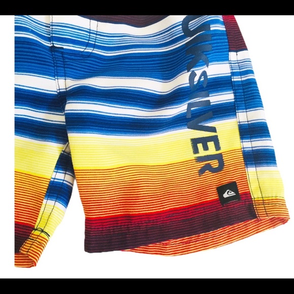 QUICKSILVER Stripe Shorts With Drawstring Waistband Orange/Blue Boys Age 18M - Picture 5 of 8